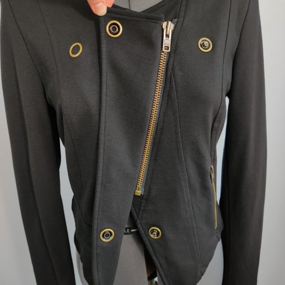 CABI Ponte Knit Moto Jacket Black Style 615 Small - Picture 3 of 14